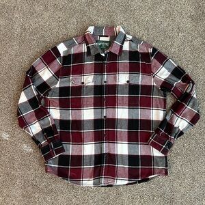 American Eagle Burgundy Plaid Flannel Shirt